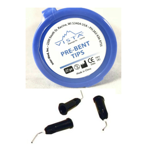 VISTA Apex Pre Bent Dental Delivery 152 Tips #22 ga Disposable Black (4 Boxes)