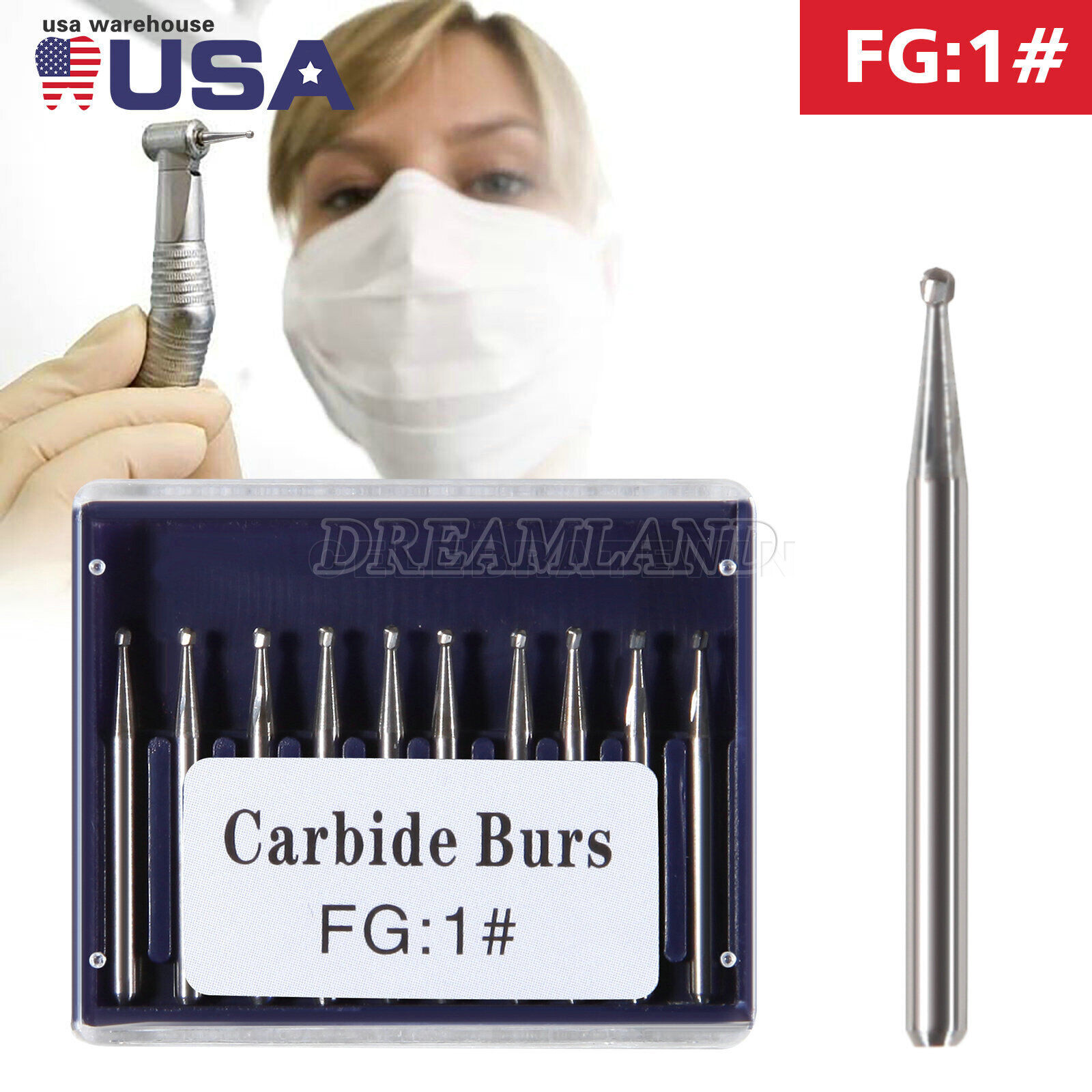 Dental Surgical Burs 25mm 19mm Carbide Bur Friction Grip FG Round For High Speed