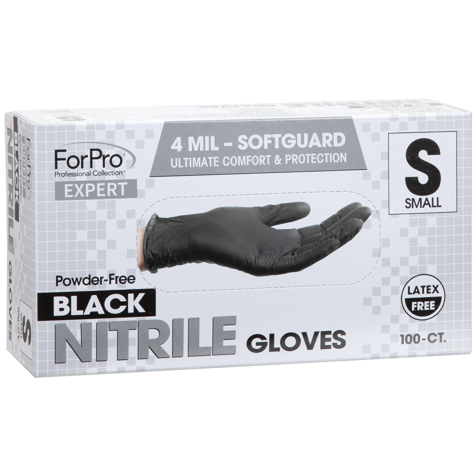 ForPro Nitrile Gloves, PowderFree, LatexFree, Black, Medium, 100Count
