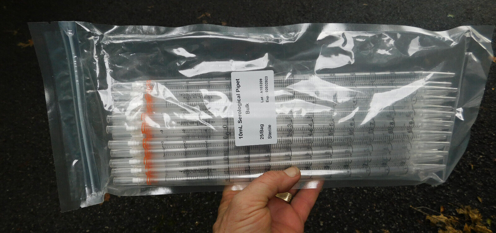 10mL Serological Pipet Sealed Bag of 25 Sterile but Exp. 02032023
