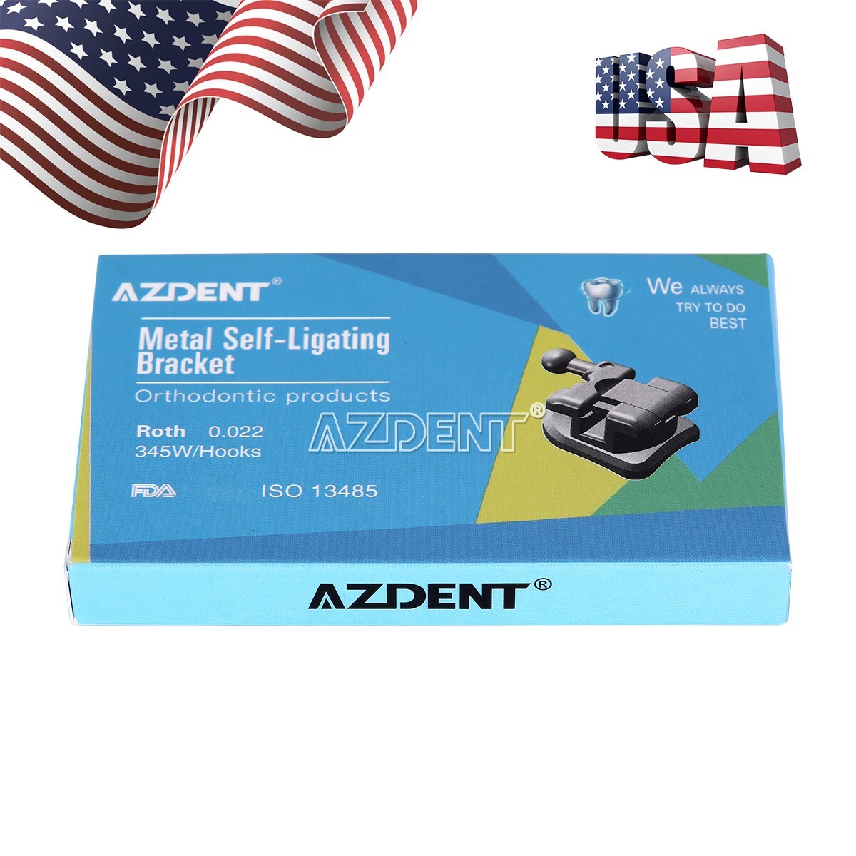 AZDENT Dental Orthodontic Self Ligating Brackets Braces Roth.022 Hooks 345