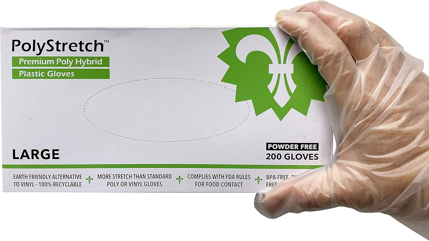 200 Count PolyStretch TPE Poly Hybrid Disposable Gloves, Powder-Free, Vinyl G…