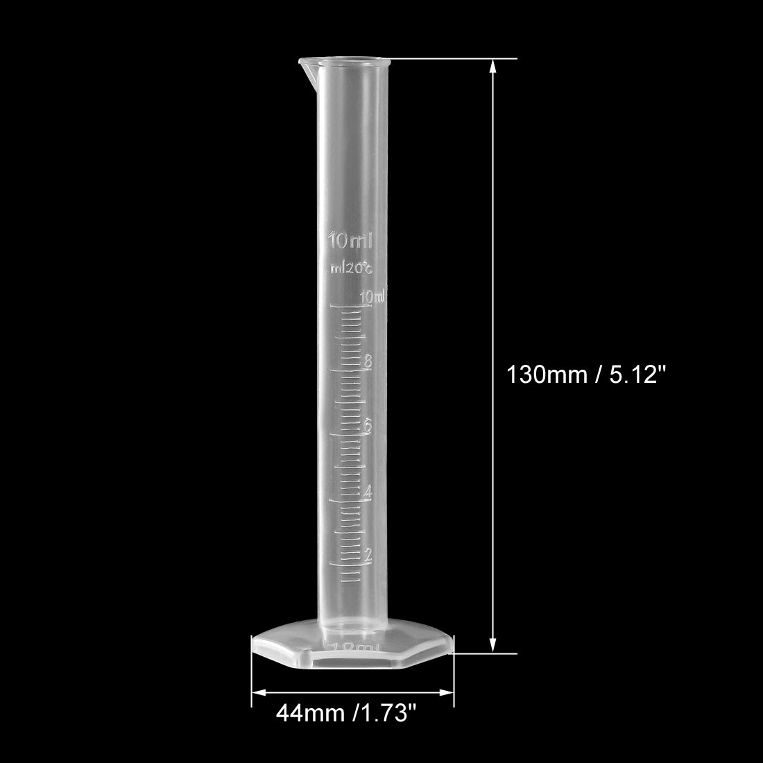 3Pack 10ml Laboratory Measurements Clear White Plastic Graduated Cylinder