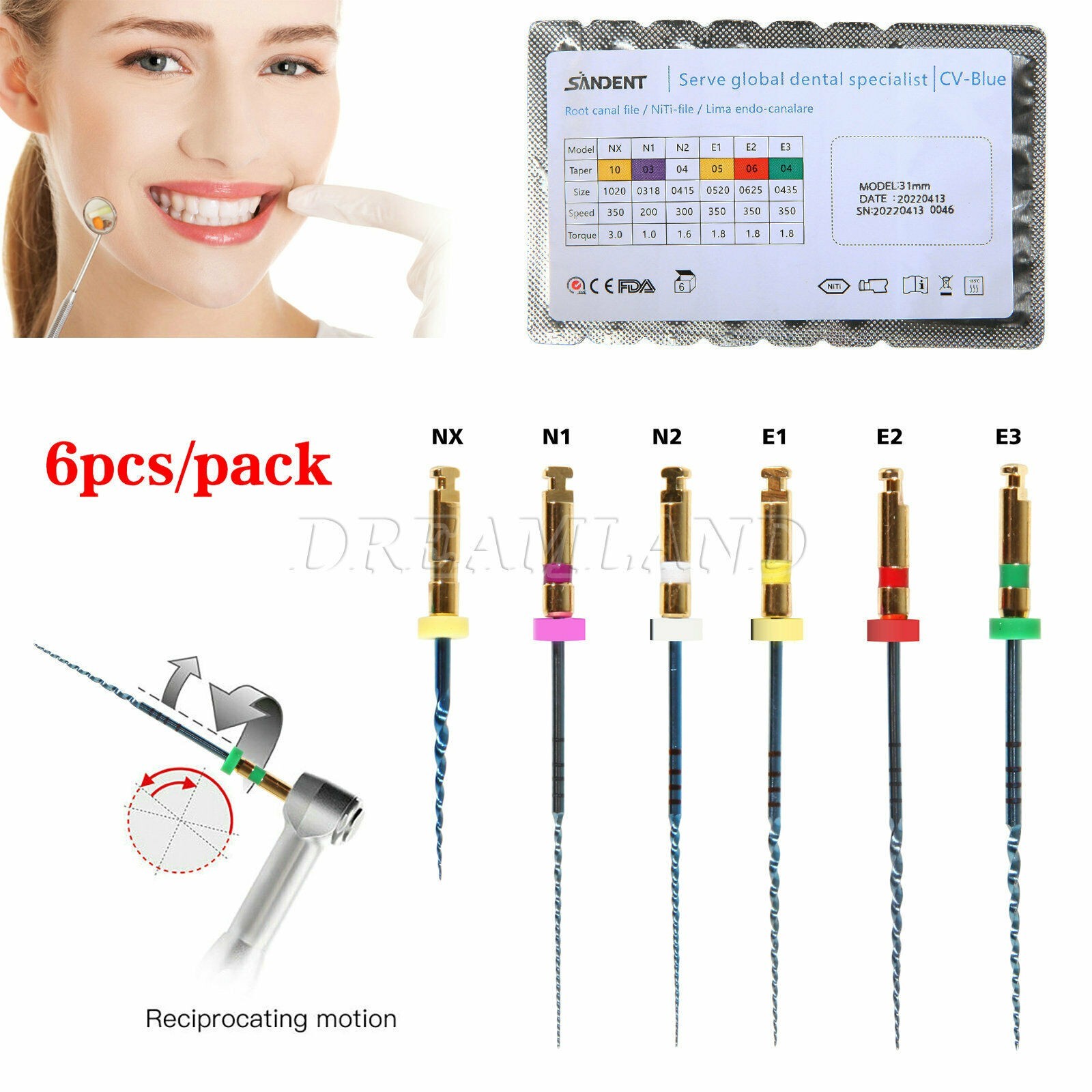 Dental NiTi Super Rotary File Endo Root Canal Files Engine Use Endodontic 31mm