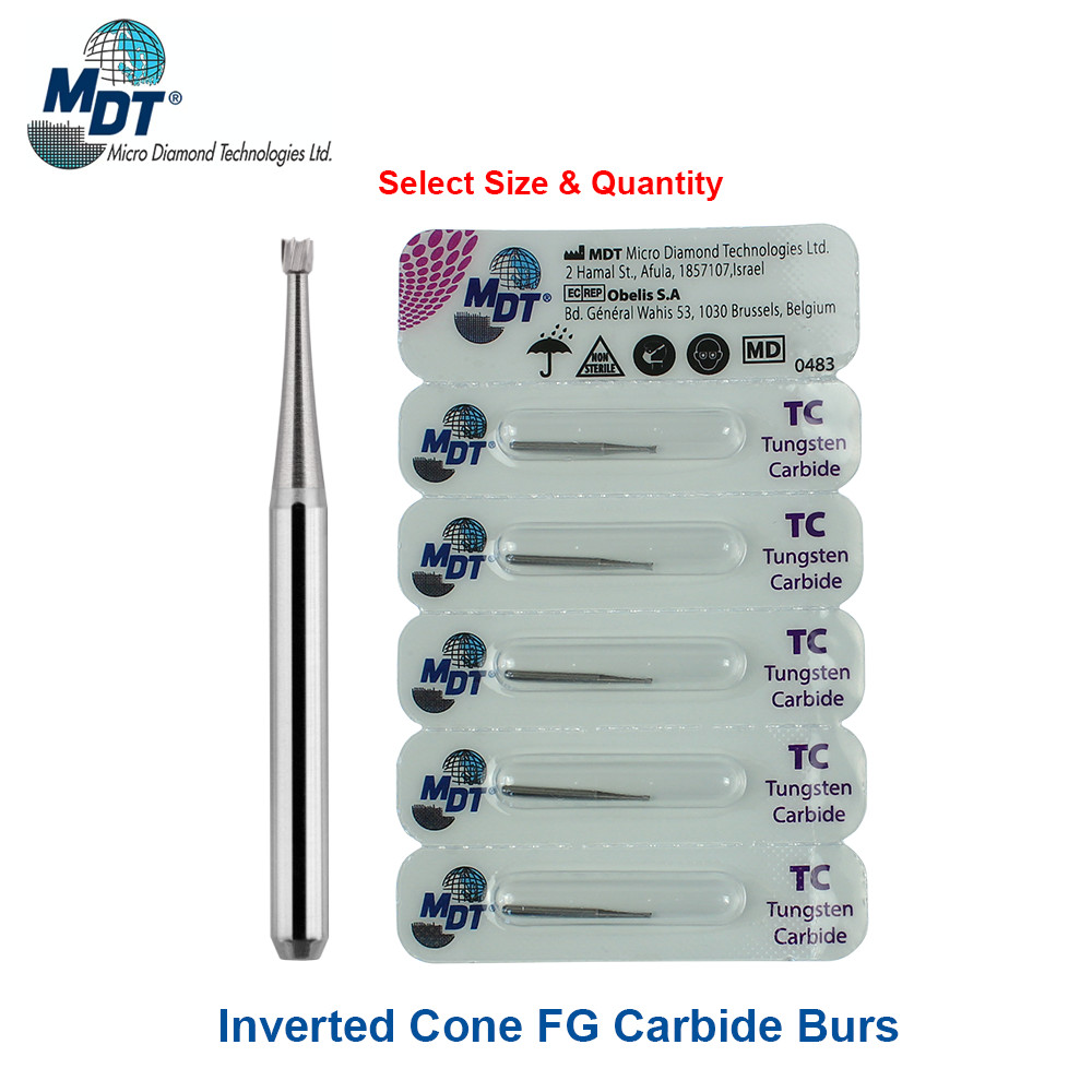Dental Durable MDT Inverted Cone FG Tungsten Carbide Burs 200k RPM Cutting 010