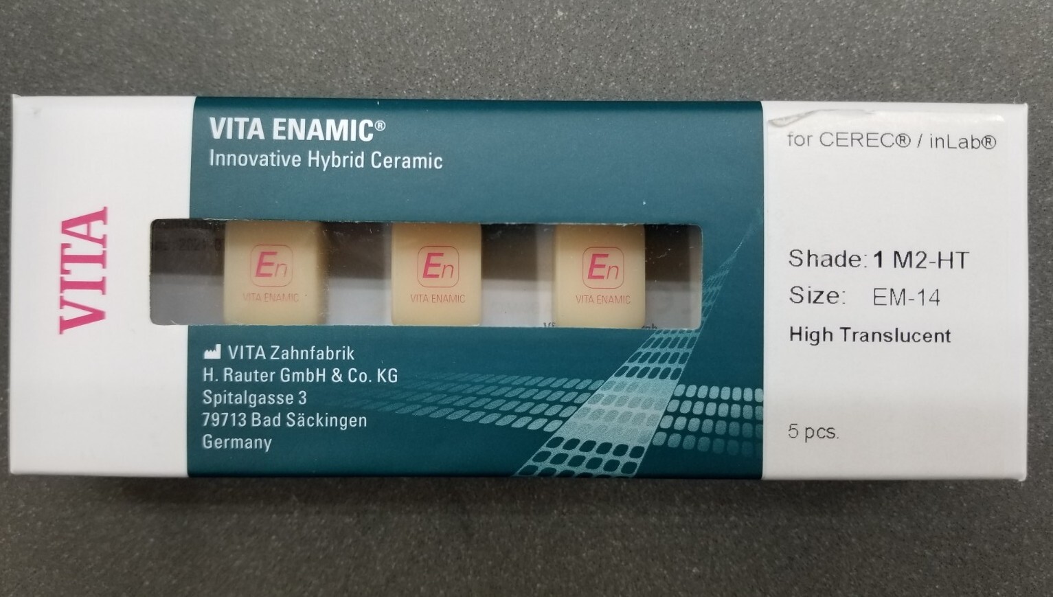Authentic Vita Enamic HT 1M2 CAD/CAM Blocks Size EM-14 (5/Pk) SEALED BOX!