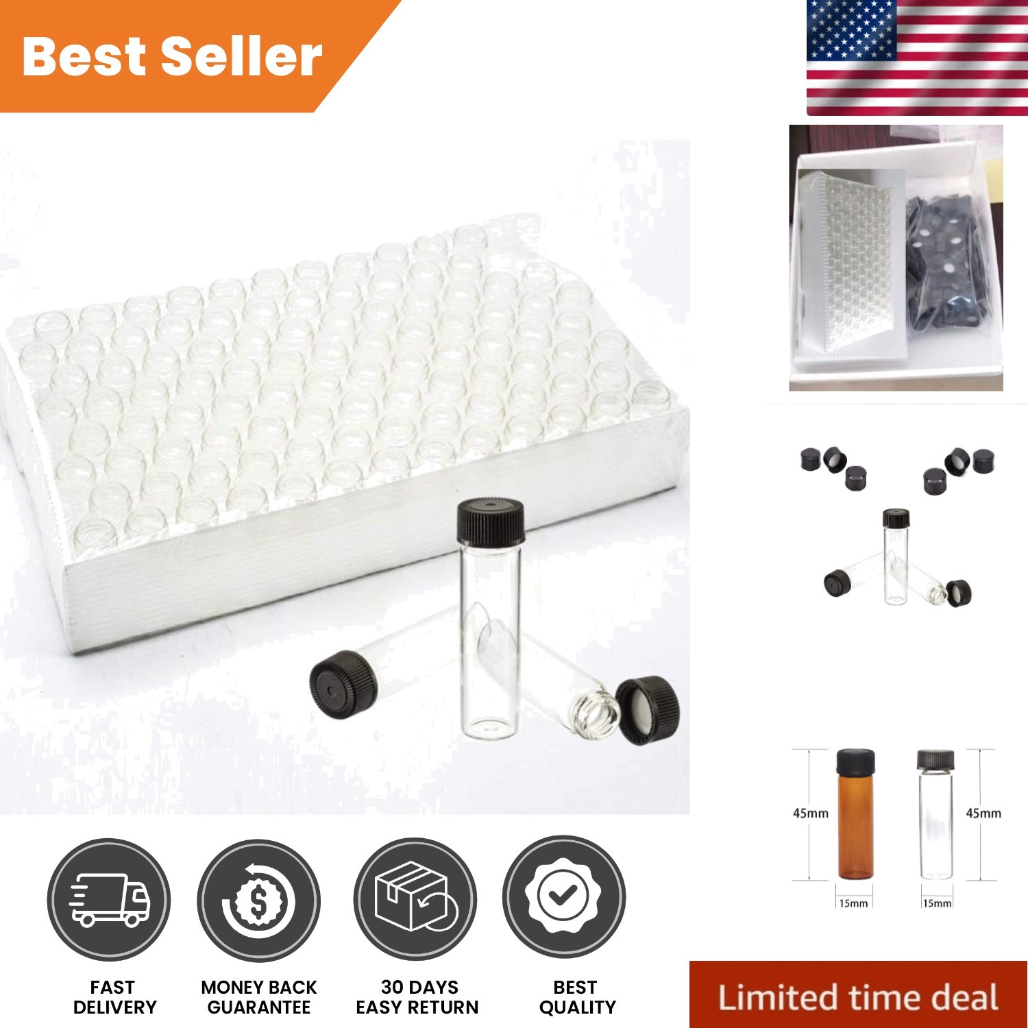 Compact 4ml Clear Glass Vials with Airtight Caps – Perfect for Essential Oils