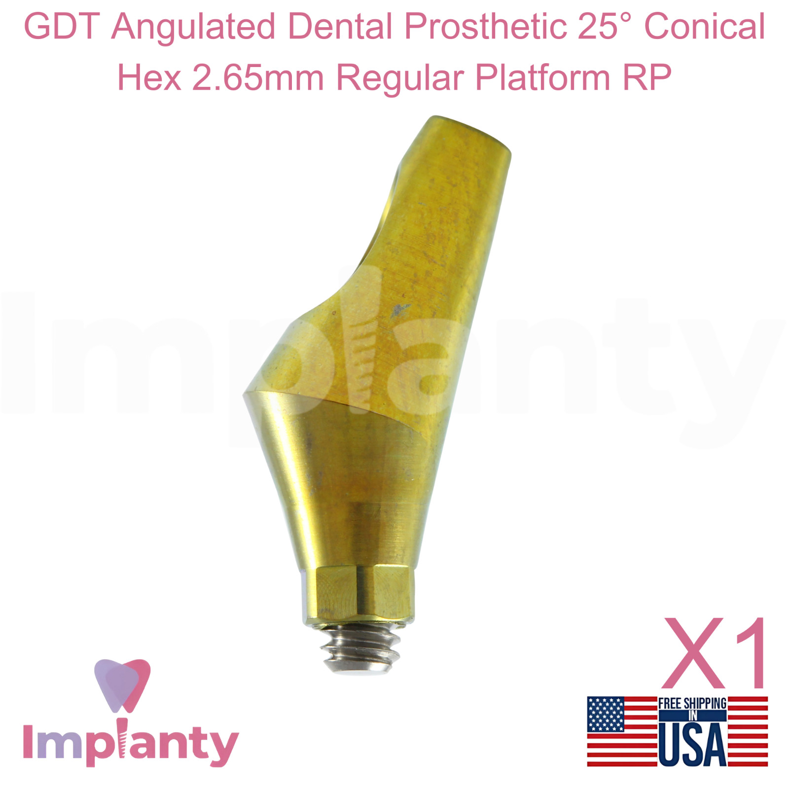 GDT Angulated Dental Prosthetic 25° Conical Hex 2.65mm Regular Platform RP