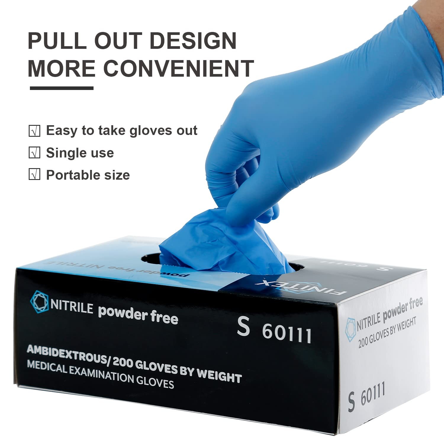 Blue Disposable Nitrile Exam Gloves – 200 PCS/BOX 3.5mil Rubber Powder-Free L…