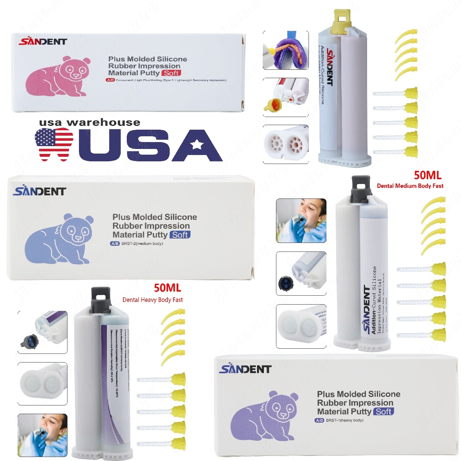 HEAVY BODY REGULAR Set Dental PVS VPS Impression Material 50ML Cartridges PVS