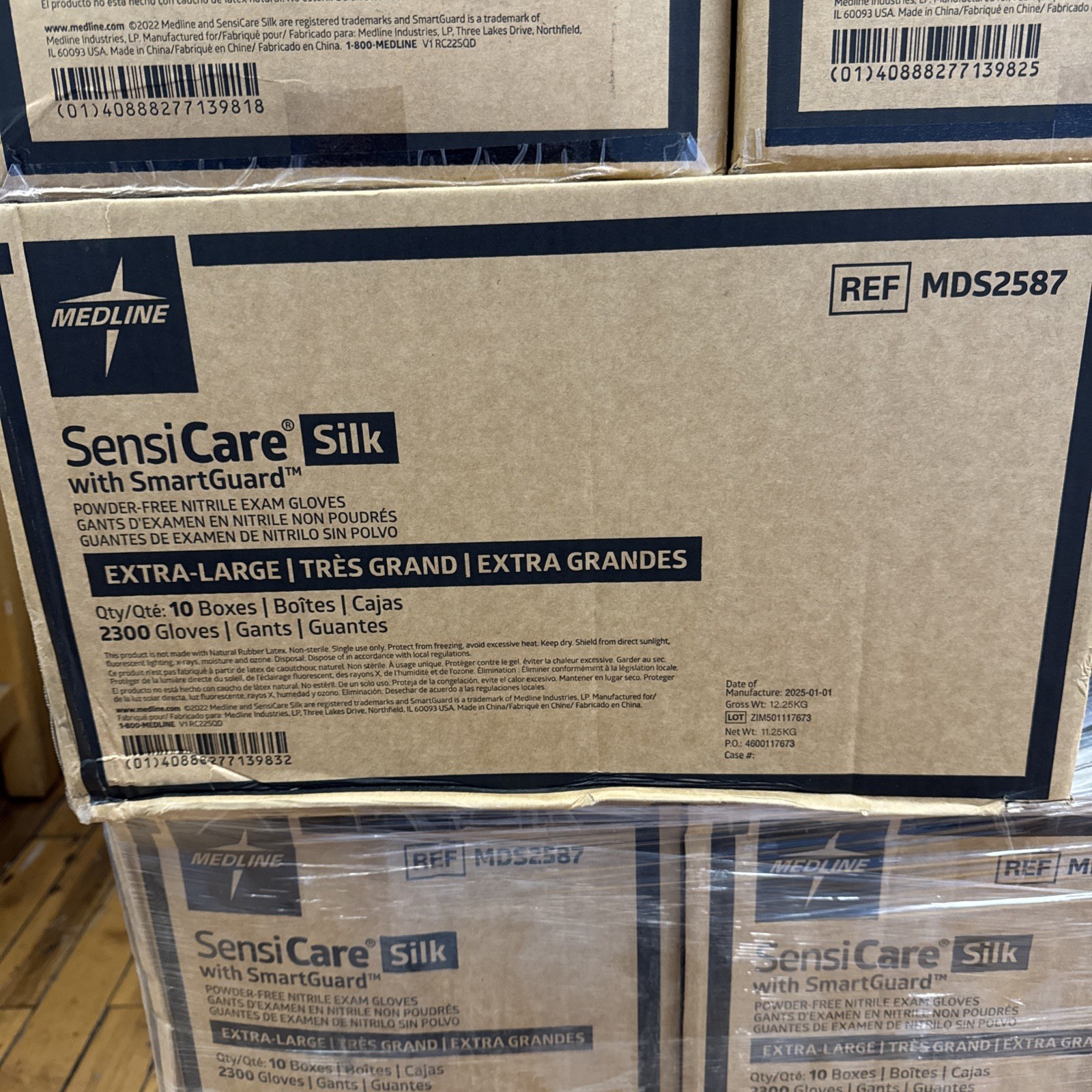 Medline SensiCare Silk Nitrile PF Exam Gloves, Size XL, 2,500 Gloves In Case