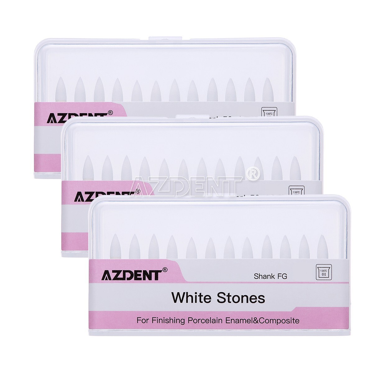 AZDENT Dental Flame White Stone Polishing FG Burs Fl2 Abrasion Point Bur
