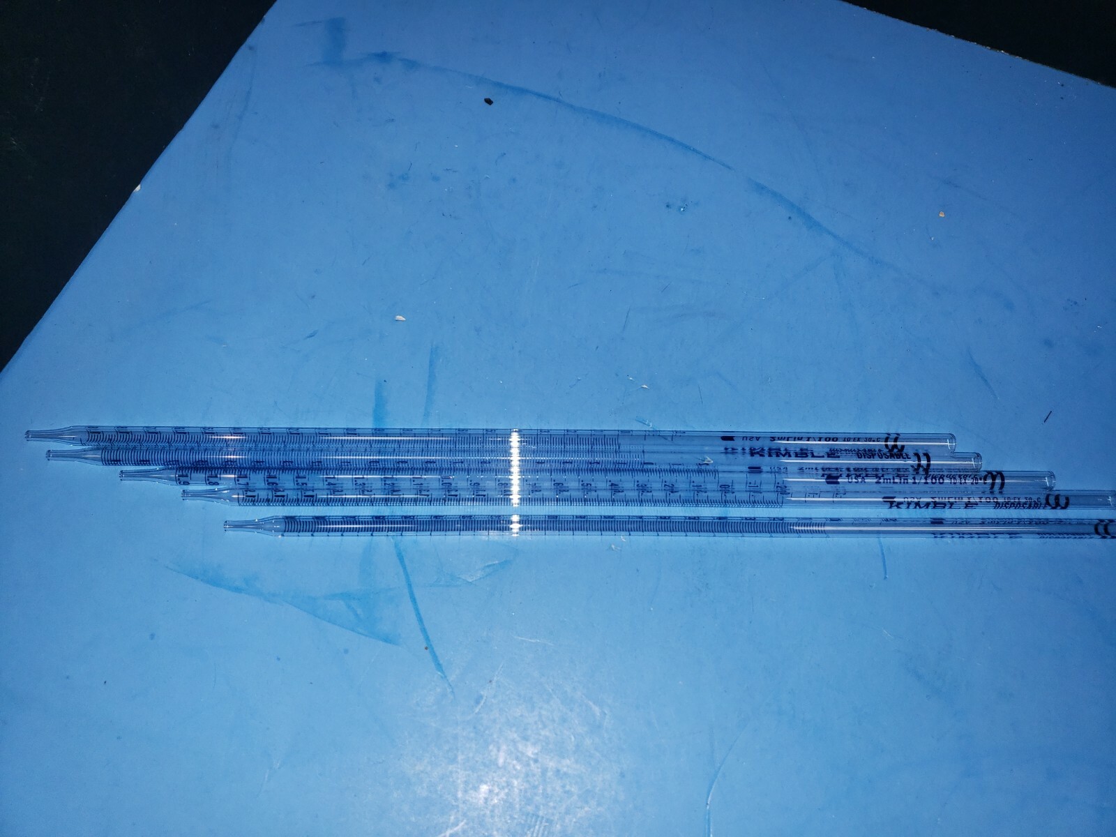 Lot of 5 Kimble NonSterile 2mL x 1/10 Serological Glass Pipette 72120