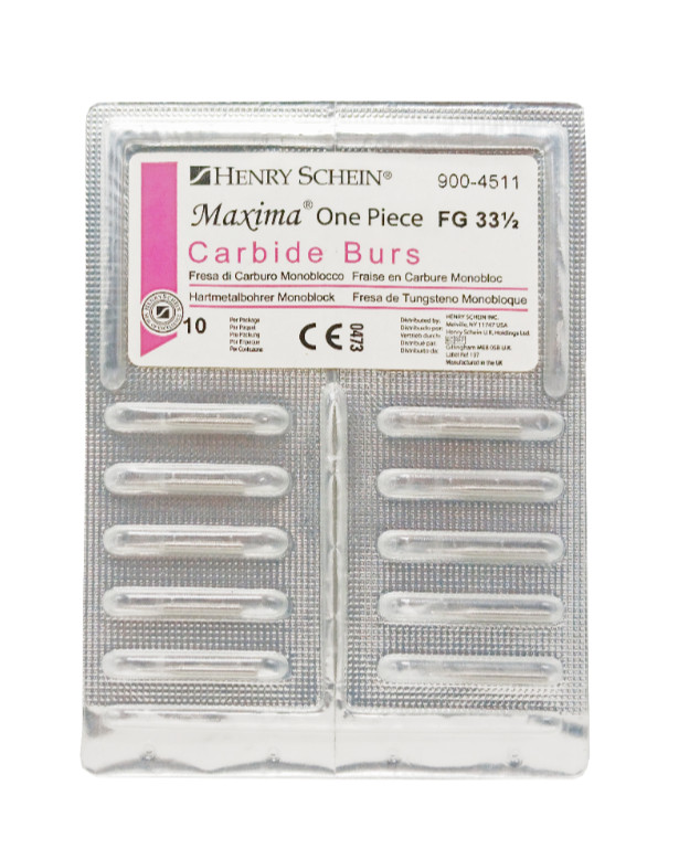 Henry Schein Maxima One Piece Carbide Burs FG 33 1/2 Inverted Cone Shape 10/Pack