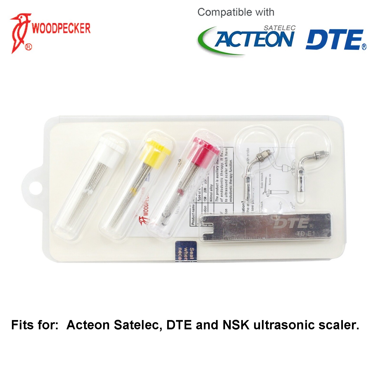 Woodpecker DTE Scaler Tip Perio Piezo Tip Endo Root Canal Kit fit ACTEON Satelec