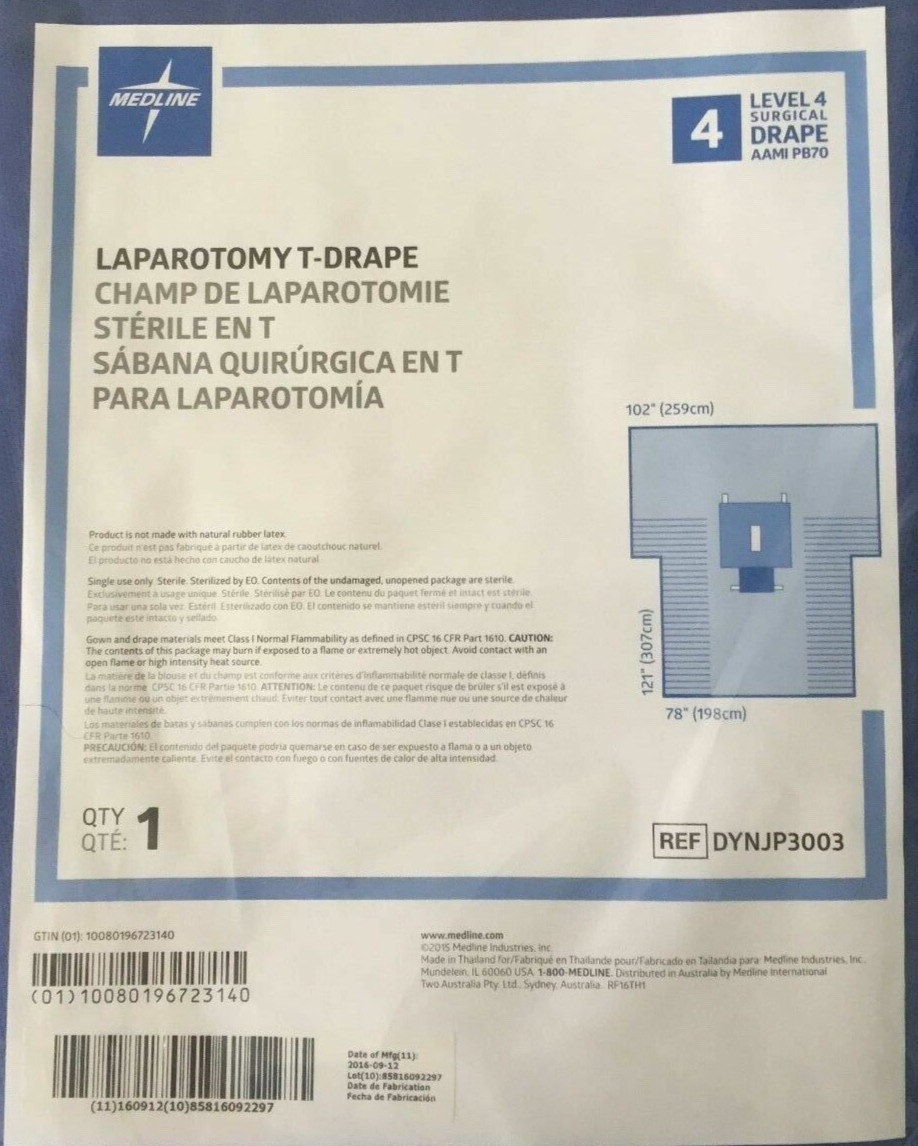 Laparotomy Surgical T-Drapes with Instrument Pad #DYNJP3003 – 5 pack