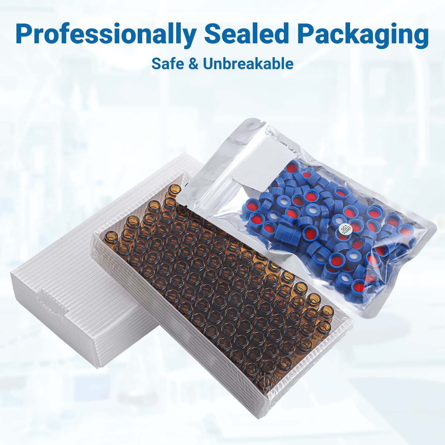 1000x 2ml Autosampler Vials+ Pre-Slit Caps 9-425 Glass Bottle Screw Top HPLC GC