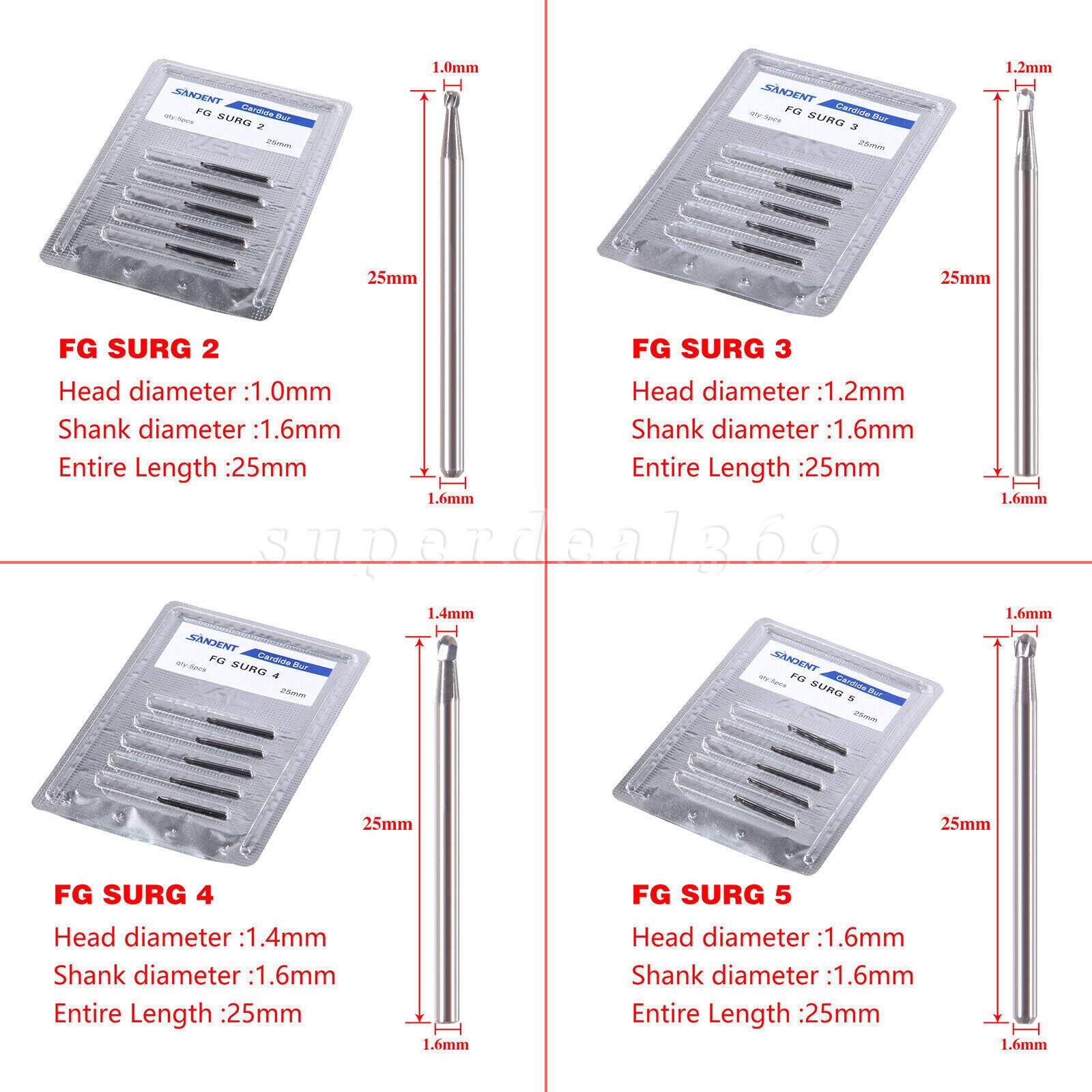 Dental Burs Carbide Surgical High Speed Fissure Round FG SURG 701 330 556 558