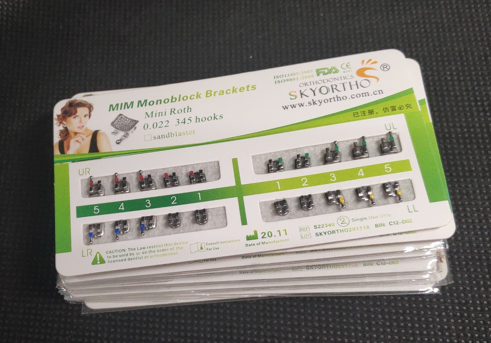 20 Sets Dental Brackets Metal Teeth Braces Mini Roth 022 345 Hooks Monoblock
