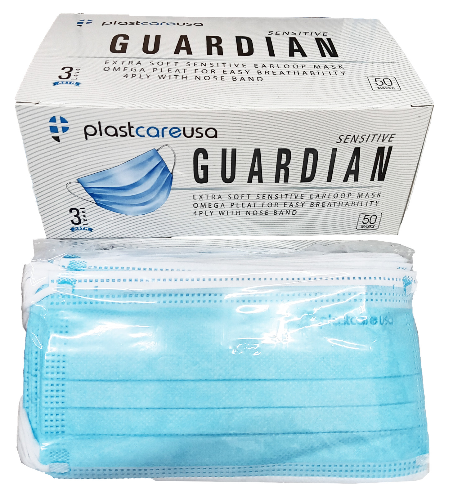 Earloop Face Mask, 3 Ply, ASTM Level 2, Sentinel 1/3/6/10 Boxes