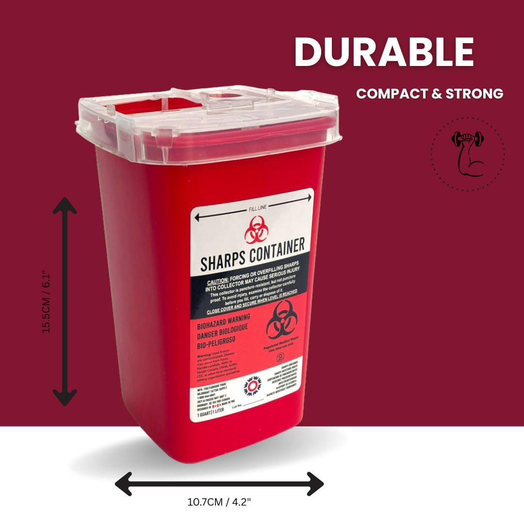 SHARPS CONTAINER 1 & 2 QUART/LITER -Needle Disposal Phlebotomy Tattoo Dental