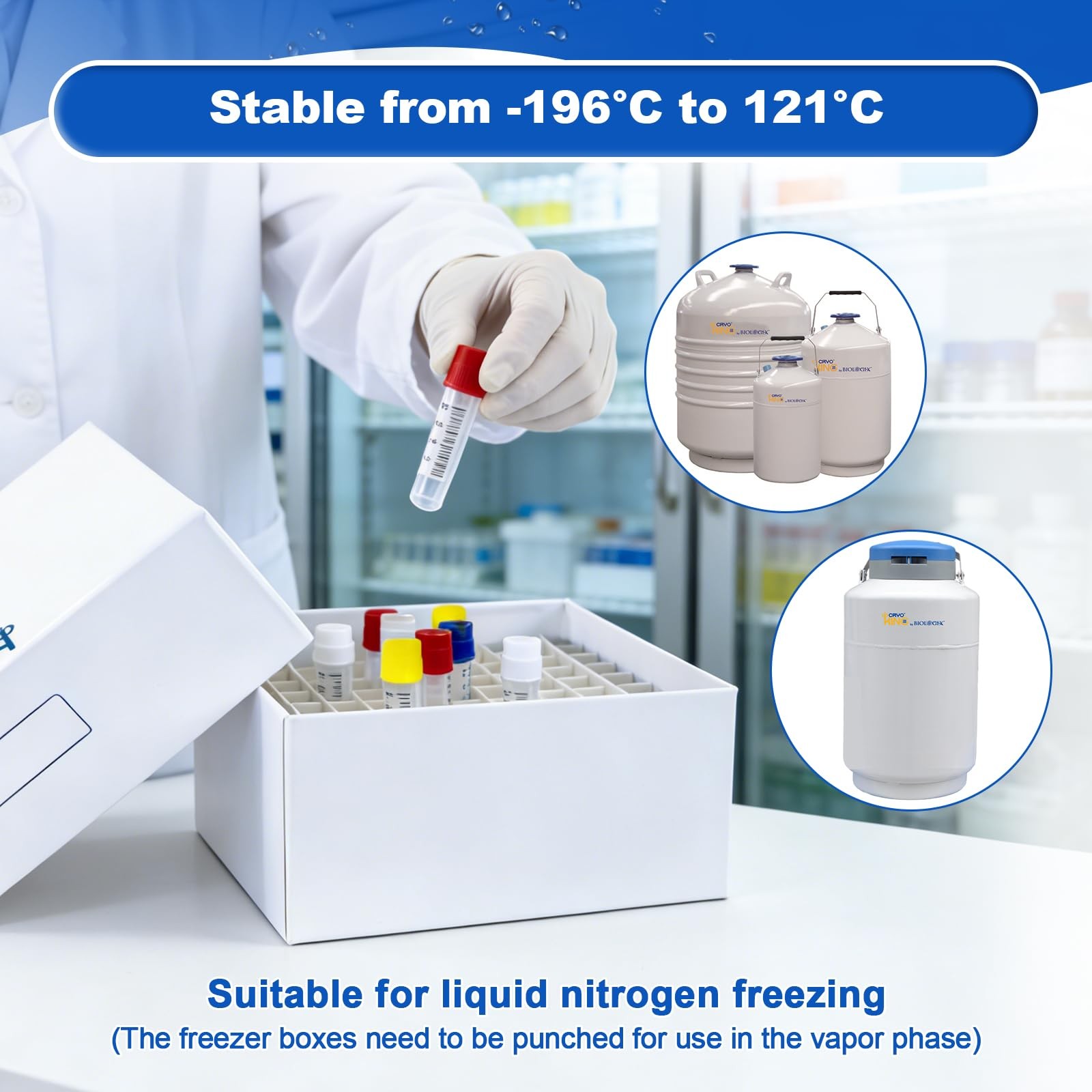 5 PCS White 3 Inch Lab Freezer Box 100Well Microtube Cryobox Lab Supply