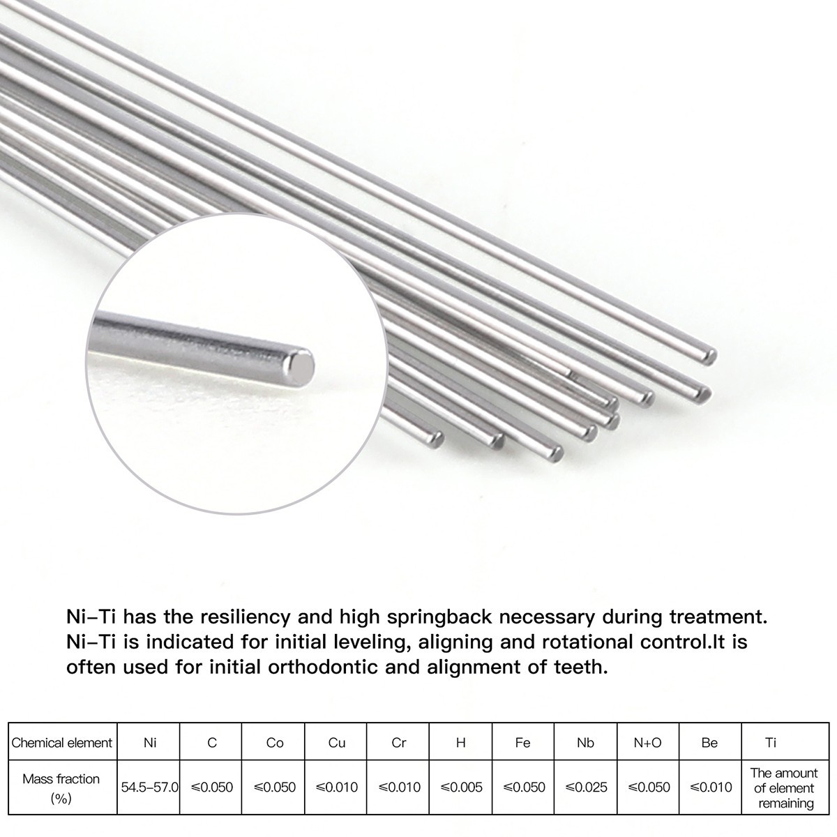 AZDENT PLUS Dental Orthodontic Niti Arch Wire Super Elastic Ovoid Form Round