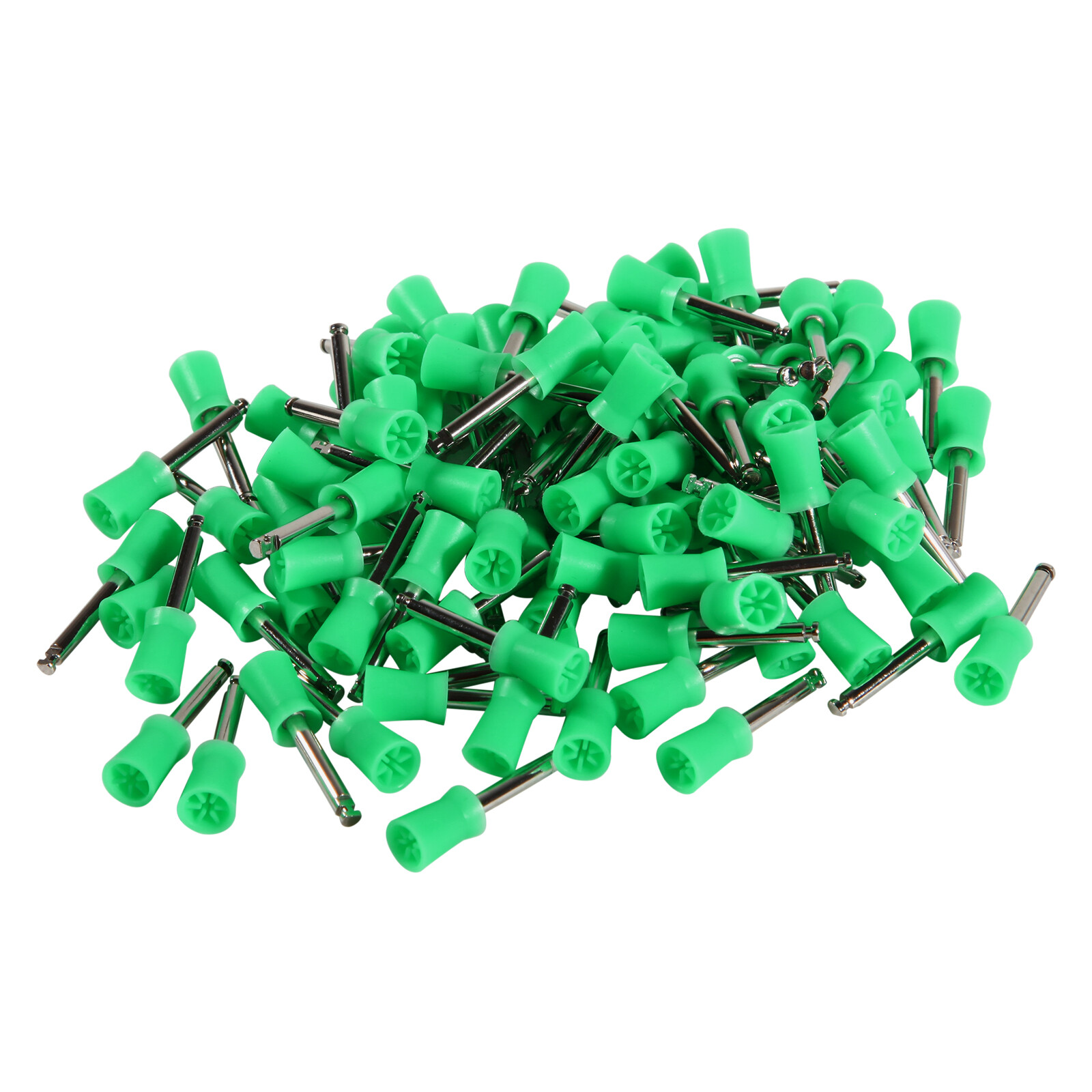 100 Pcs Dental Rubber Prophy Teeth Tooth Polishing Cups Brushes Latch TYPE Green