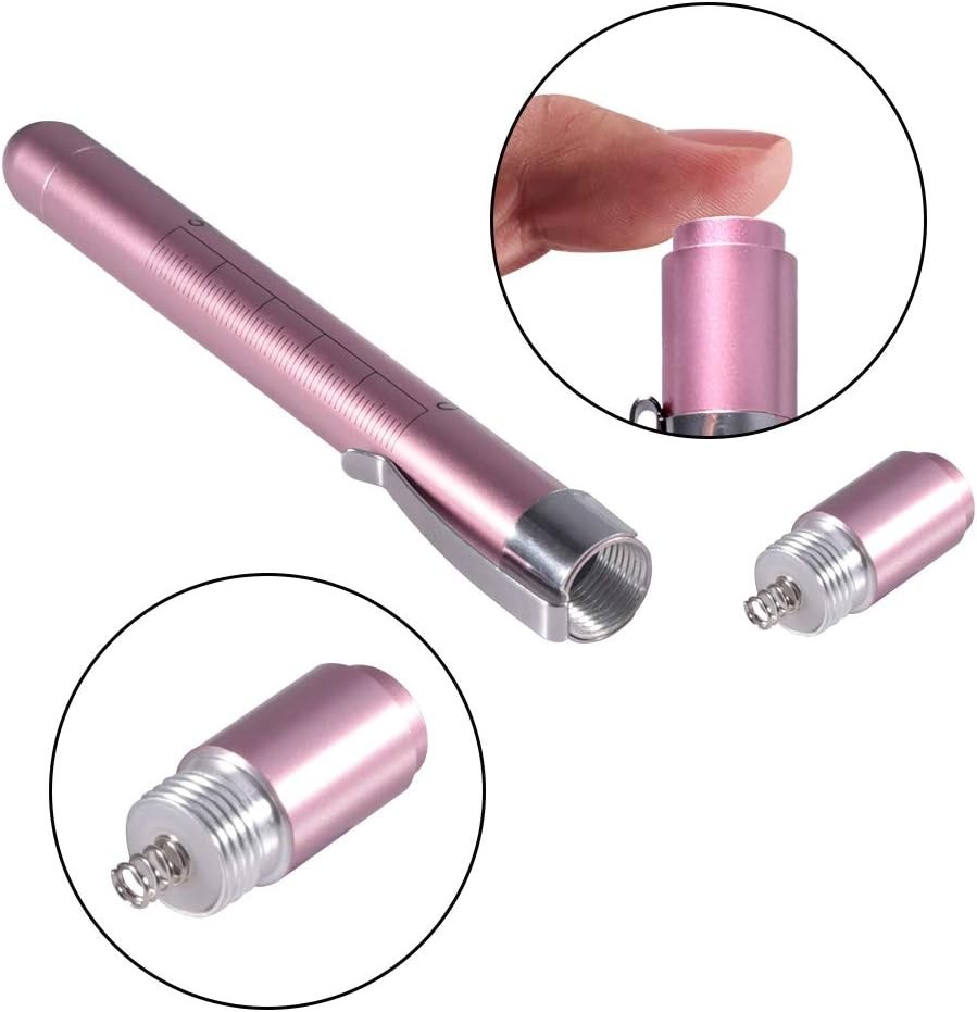 Sleek Reusable LED Medical Flashlight – Pupil Gauge & Ruler, Rose Gold Finish