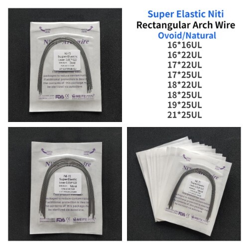 100X Dental Orthodontic Arch Wire Super Elastic Niti Reverse Curve Rectangular