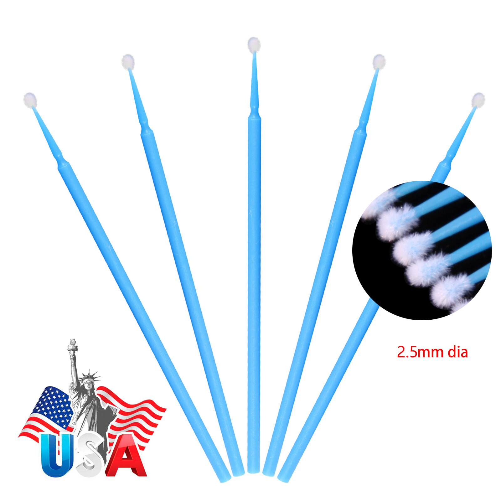 Dental Micro Brush Disposable Materials Tooth Applicators Regular Blue 2.5mm