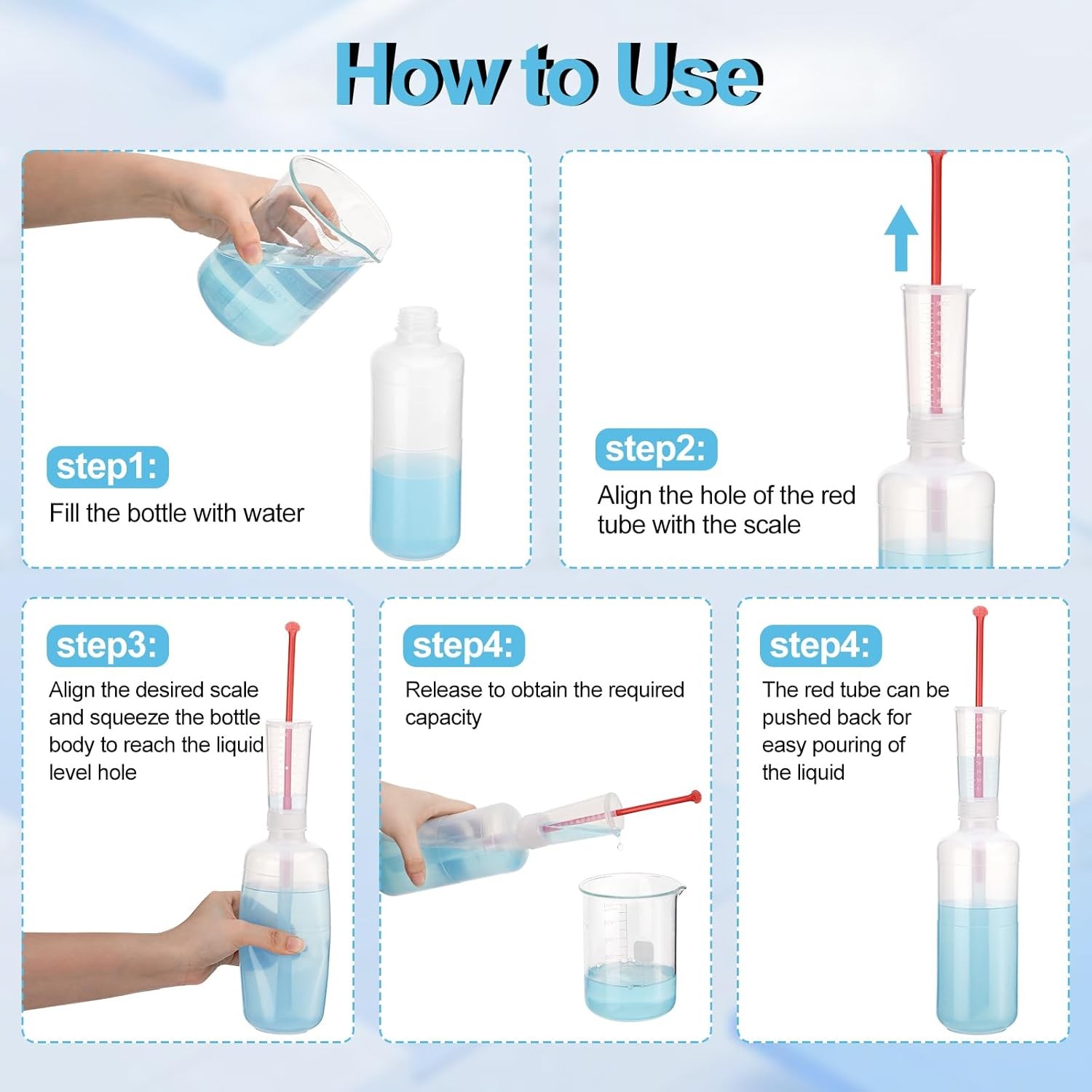 2Pcs 500Ml Catalyst Dispenser Adjustable Volume Dispen Measuring Cup Dose Bottle