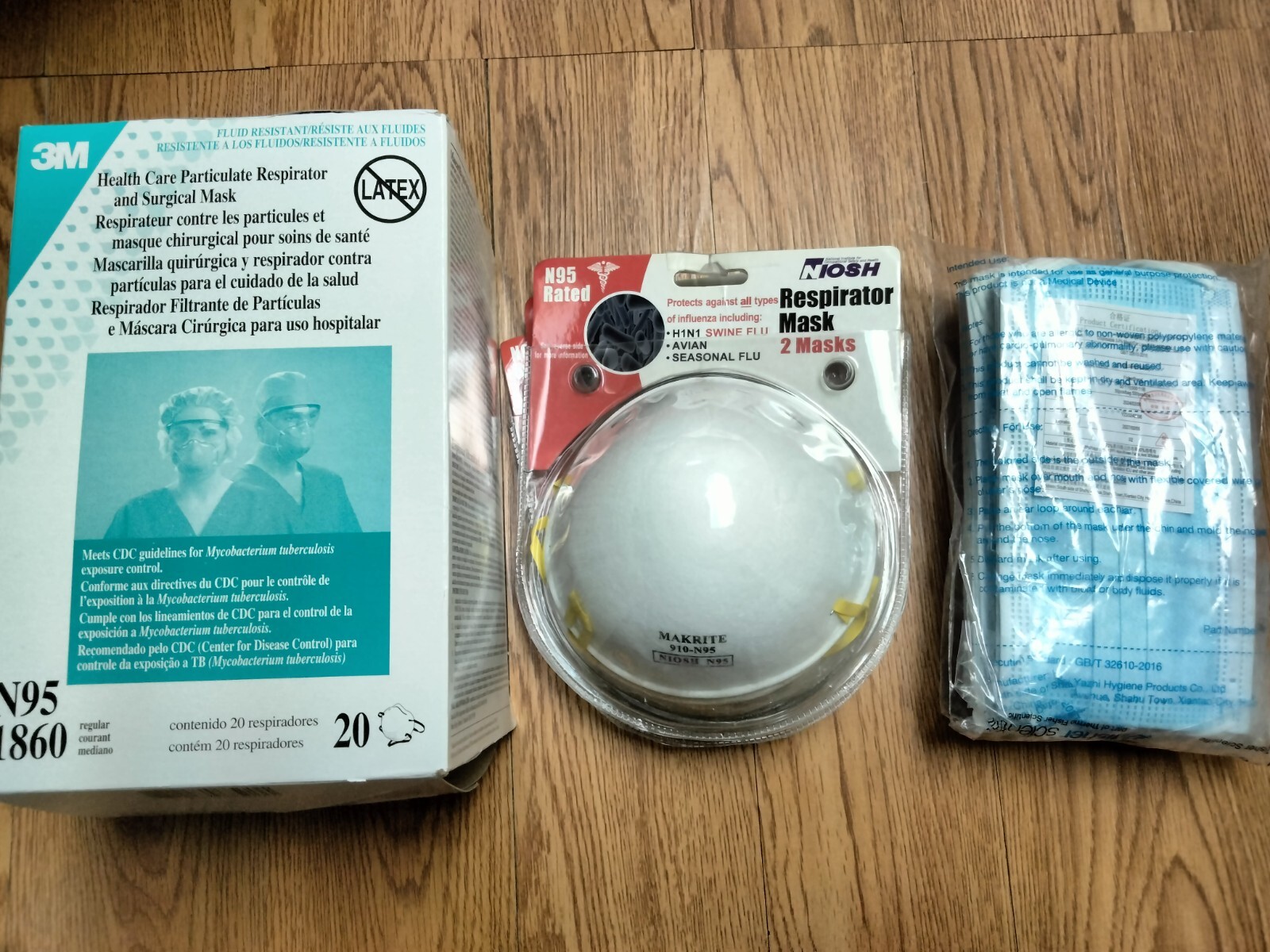 26 pcs N95 mask 20x 3M N95 1860 + 6 x Makrite 910-N95 plus 50 pcs regular masks