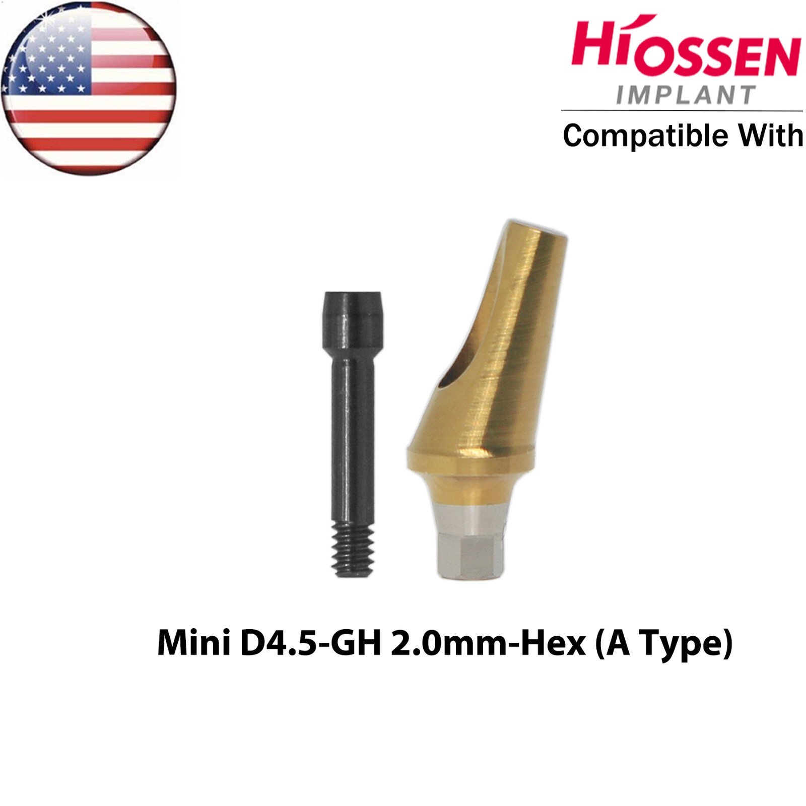 US Dental 17° Angled Anatomic Abutment Mini Ø4.5mm Fit Hiossen Osstem TS