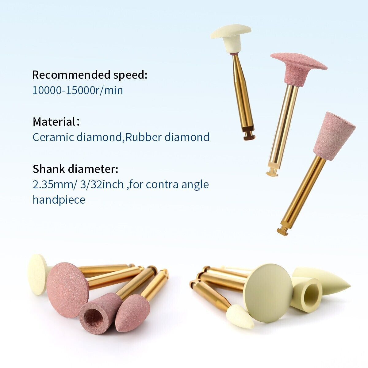 8Pc/Set Dental Zirconia Polishing RA Diamond Polisher for Contra Angle Handpiece