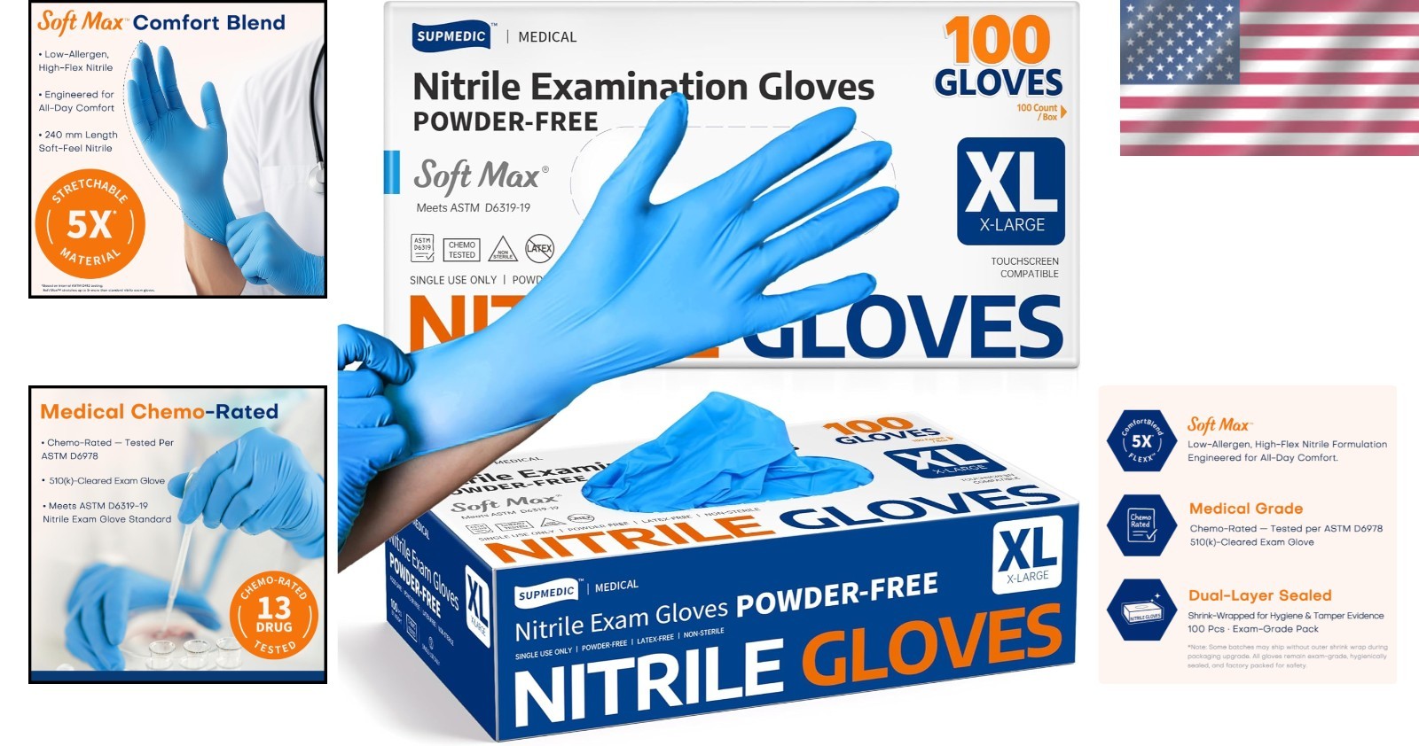 Allergen-Free Nitrile Exam Gloves in X-Large – 100 Count Disposable Convenience