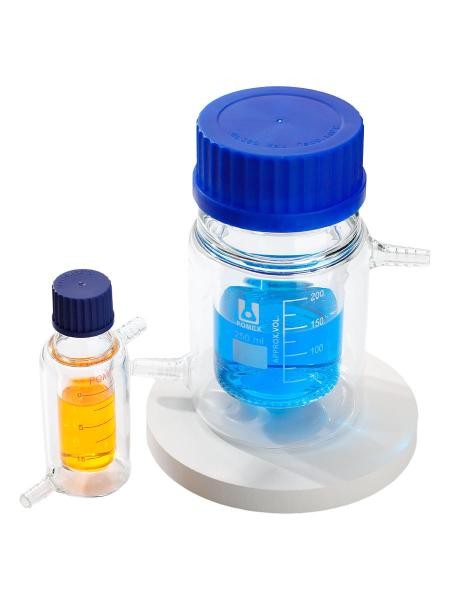 Lab Supply: 25ml-2000ml Double Jacketed Reagent Bottle with Side Nozzles