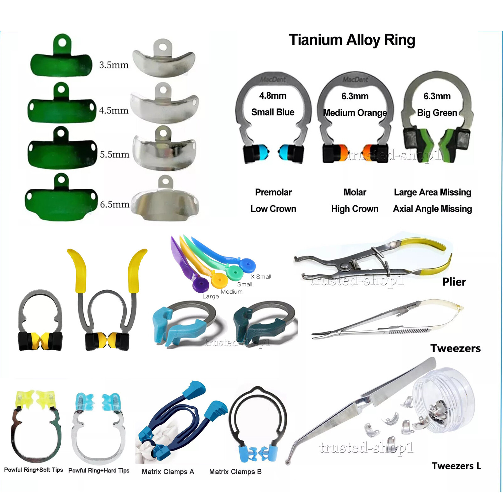 Dental Matrix Narrow Ring Titanium Clamp Matrices Fits Garrison Wagotrix Plier