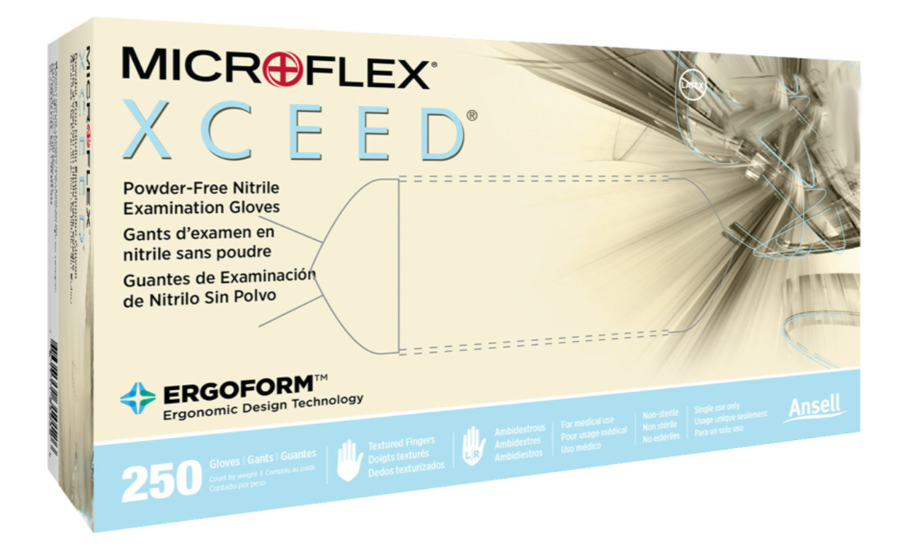 Microflex XCEED XC-310 Nitrile Exam Gloves Large Blue 250/Box – Lot of 5 Boxes