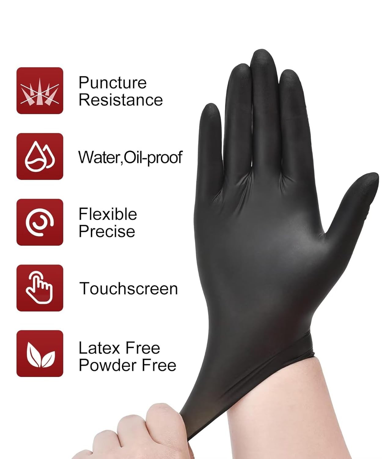 6 Mil Black Nitrile Disposable Gloves Heavy Duty Powder Free Latex Free Large
