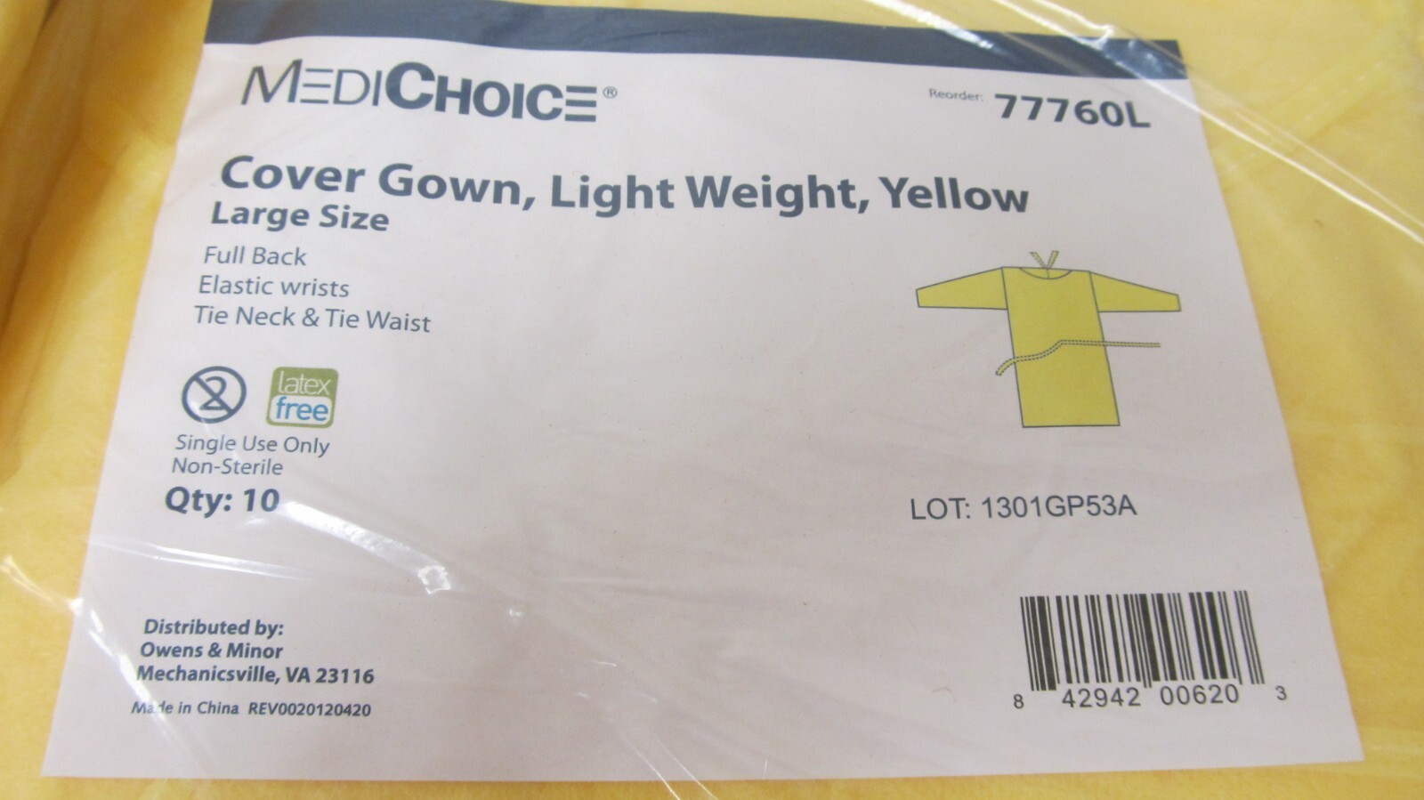 Sealed! Lot of 50! MediChoice Cover Gown Disposable Exam Gown Large *Free S&H*
