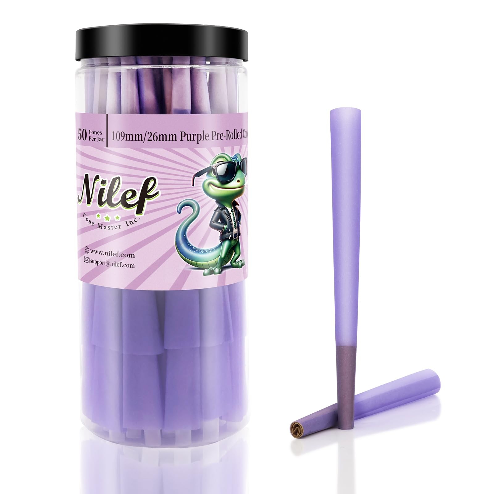 Nilef Purple Pre Rolled Cones | King Size 109mm/26mm | 50 Pack | «W»