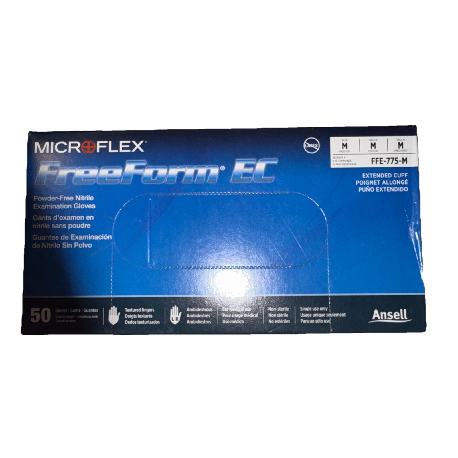 Ansell MicroFlex FreeForm Blue Disposable Nitrile Glove 5 Mil Size- Medium 50 CT