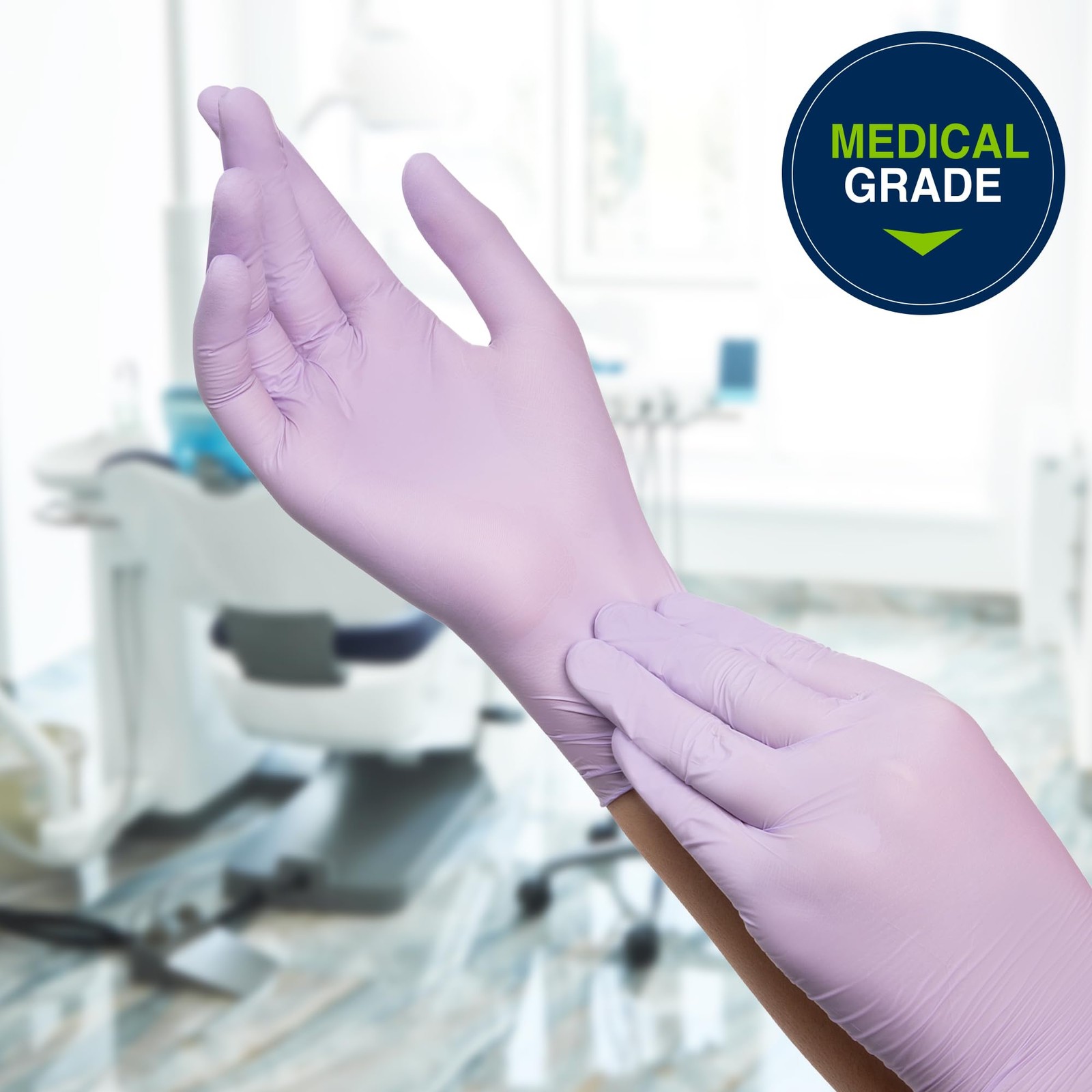 LAVENDER NITRILE Exam Gloves, 3.1 mil, 9.5 Inches, Lavender, Medium, Box of 2…