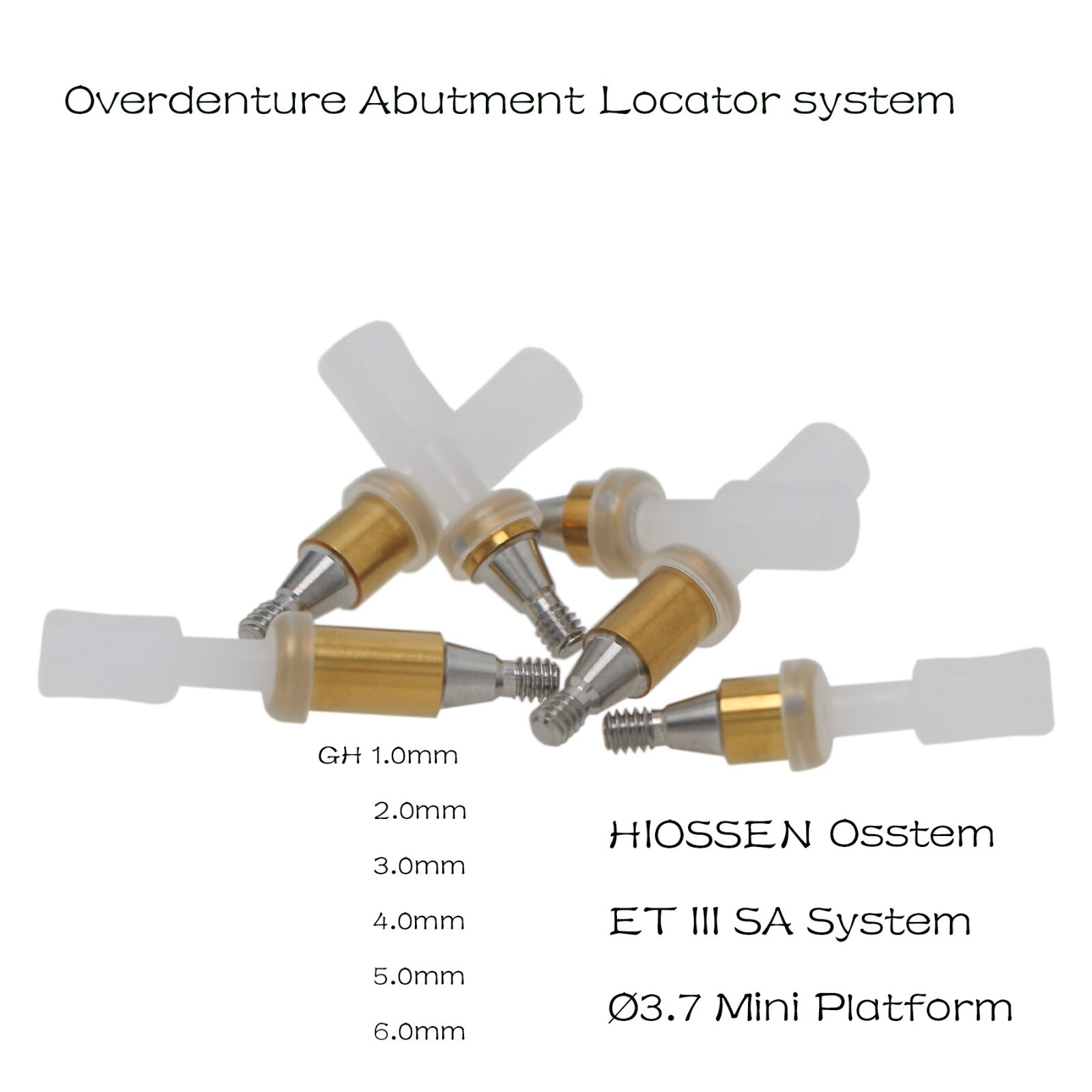 Hiossen Implant system Locator Abutments 3.5mm Dia/1-6.0mm GH Straight Tapered