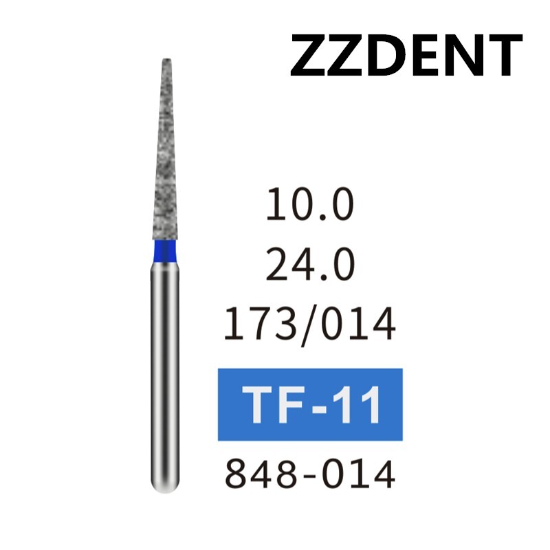 100 PCS TF-11 848-014 Taper Flat End Blue Medium Grit FG Dental Diamond Burs