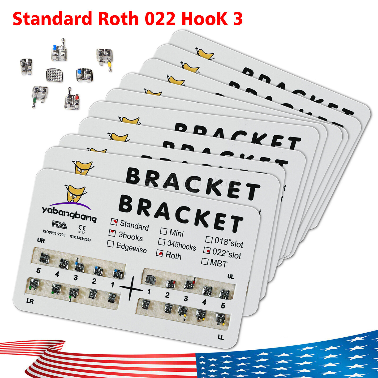 10x SANDENT Dental Orthodontics Brackets Brace Standard Roth 0.022″ Hooks 3-