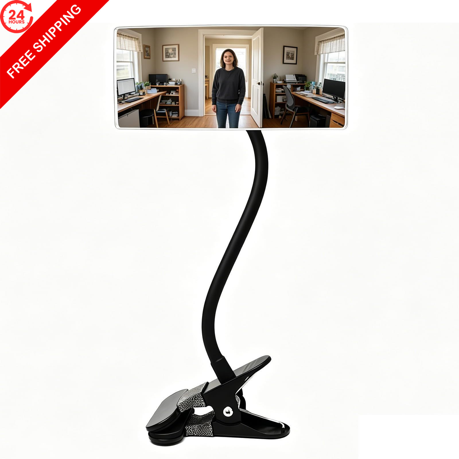 Angksorm Clip On Cubicle Mirror to See Behind You at 6.7 x 3 inch, 6.7×3 inch
