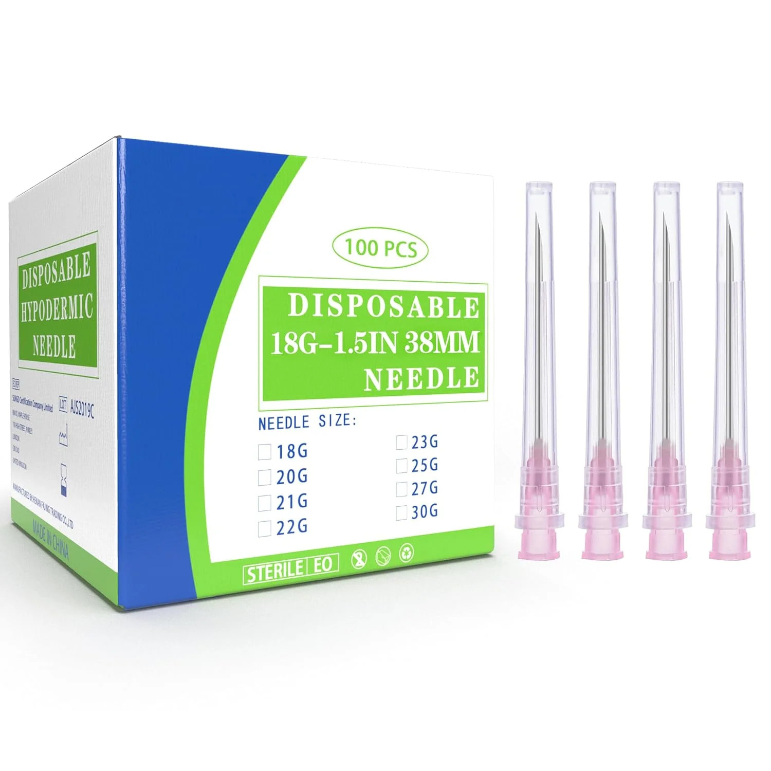 18 Gauge 1.5 Inch Disposable Needles with Caps – Luer Lock Lab Dispensing Access