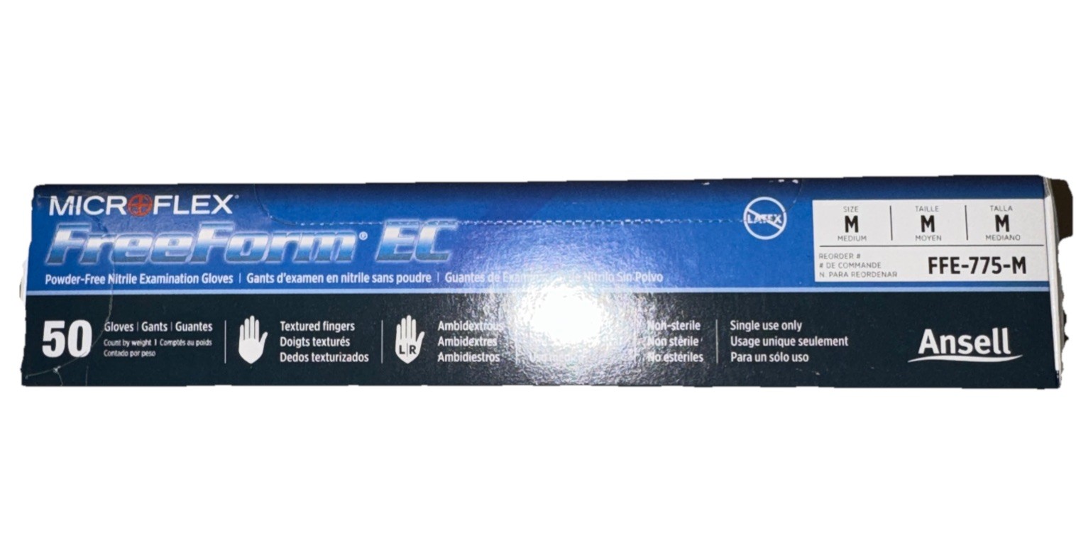 Ansell MicroFlex FreeForm Blue Disposable Nitrile Glove 5 Mil Size- Medium 50 CT